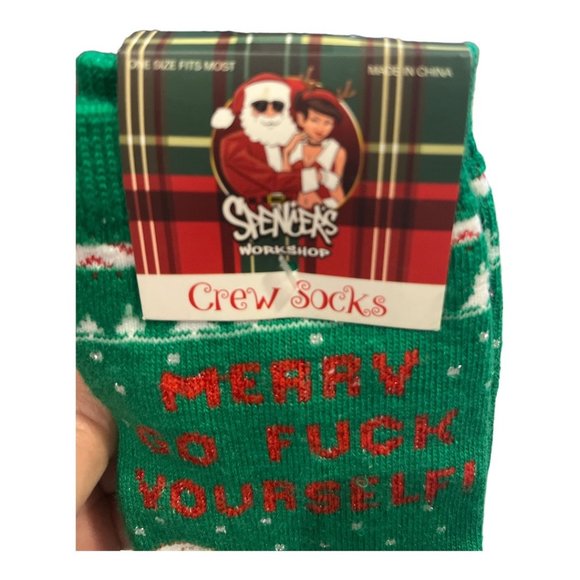 💕FREE With Purchase NEW Novelty Crew Socks X Rated Go F Yourself O/S Fits - Picture 6 of 8